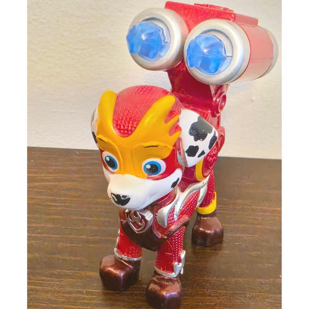 Paw Patrol Mighty Pups Super Paws Marshall Action Figure Red Metallic Jet Pack